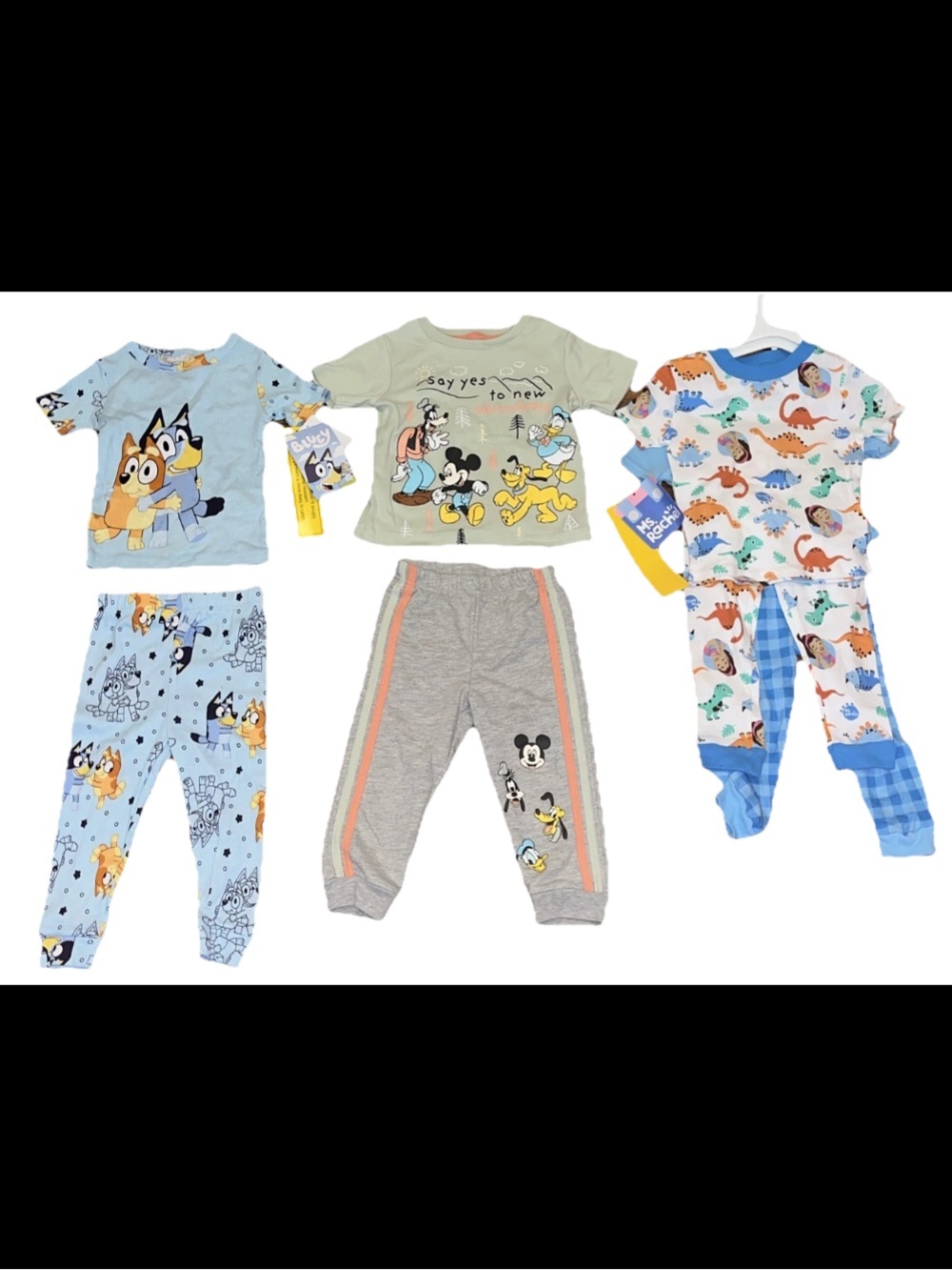 Bundle 4 Set Disney Jogger Set 3 Pajama Sets Of Bluey & Ms Rachel & Dinosaur NWT